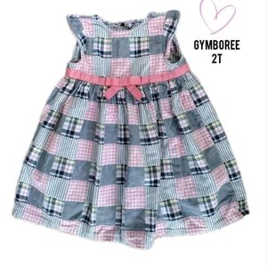 Plaid  Soft denim patchwork dress 2t